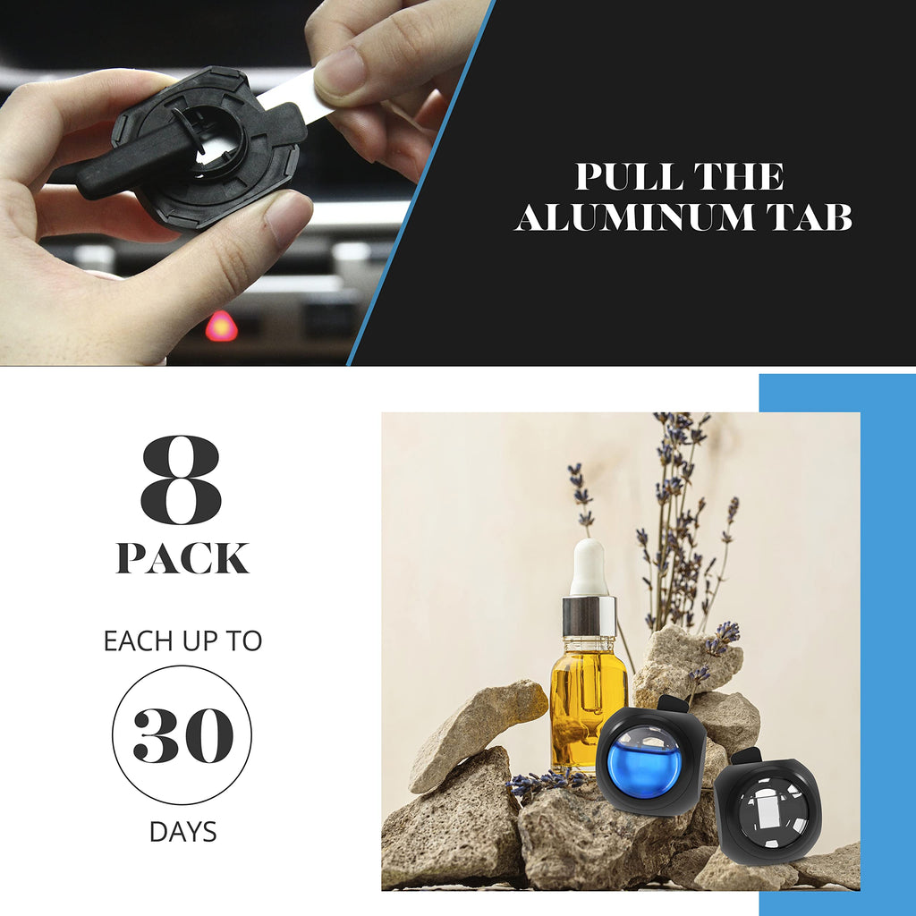 Car Air Freshener Vent Clips, 8 PK, 6 Ocean, 2 New Car Scent, Long Lasting Air Fresheners for Men & Women, Up to 240
