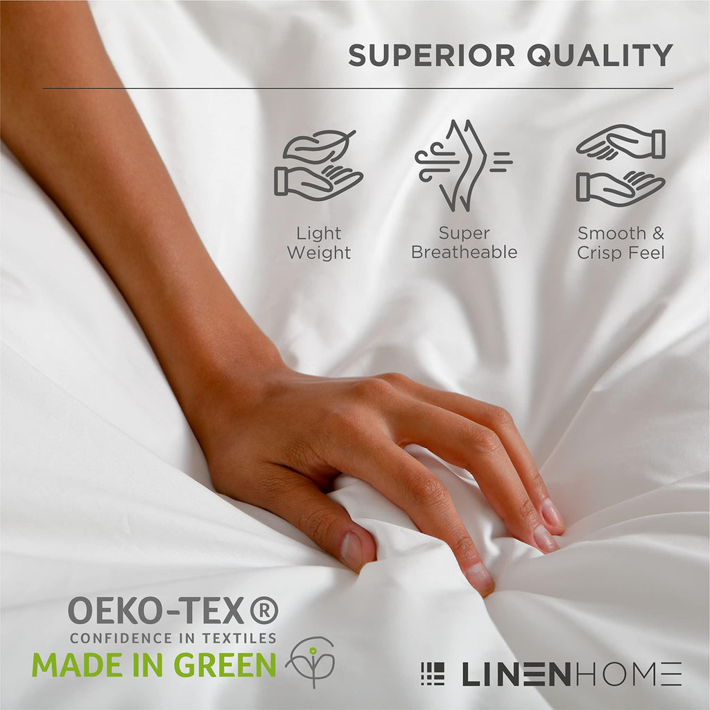 Queen Sheets 100% Cotton Percale, 4 Pc Cooling Set - Sand Shell