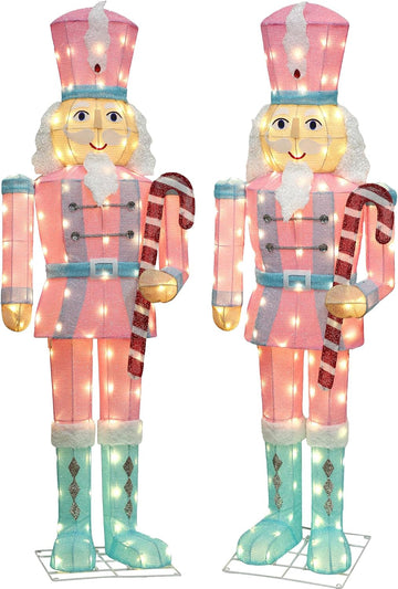 61-Inch Large Outdoor Nutcracker Christmas Decor with LEDs 5 Feet Lighted Large Nutcracker Lighted Christmas