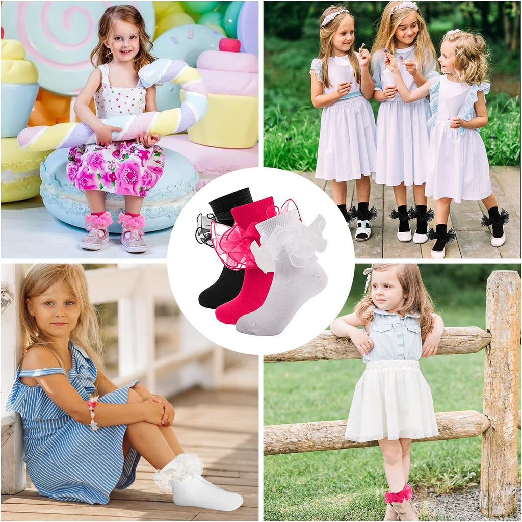 Double Lace Turn Cuff Frilly Church Dress Socks