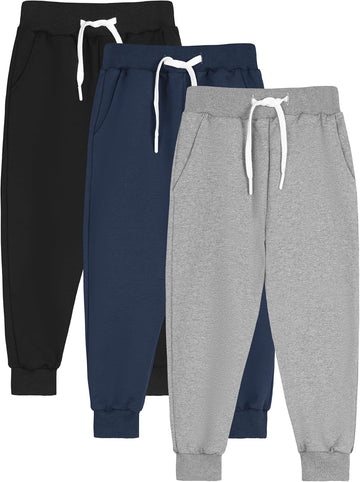 Boy Joggers Sweatpants Toddler Cotton Pant with Pockets Drawstring