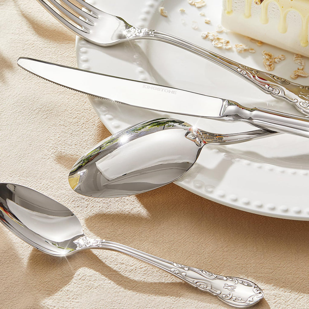 30-Piece Vintage Silverware Set, 18/10 Stainless Steel Flatware