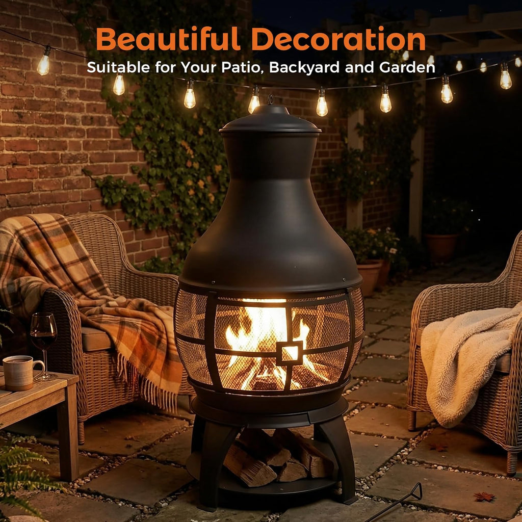 Chiminea Outdoor Fireplace, Outdoor Wood Burning Fire Pits