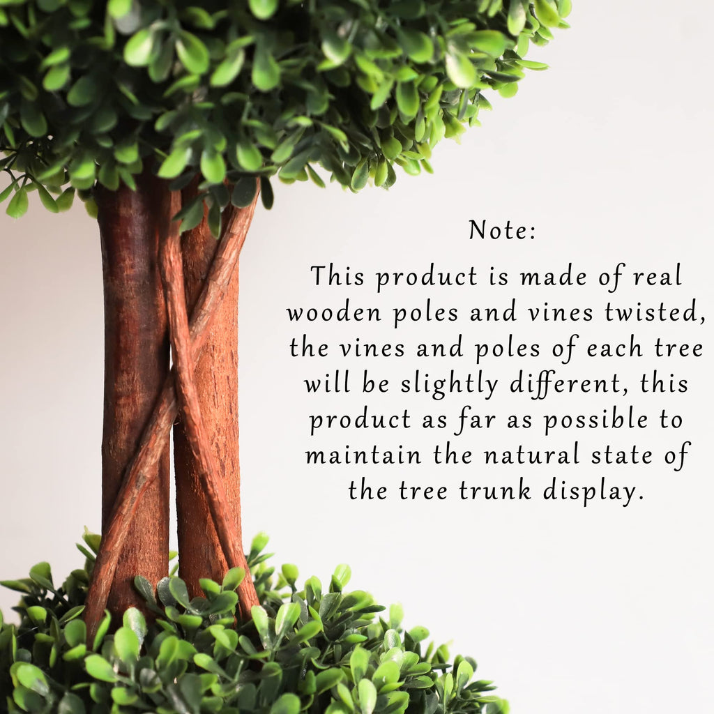Lifelike Indoor&Outdoor use 3Ft Boxwood Double Ball Topiary Trees Faux Topiary Tree for Porch, Home, Garden Decor(Set