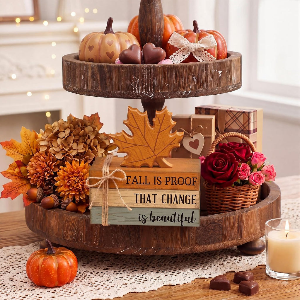 Fall Decoration Wooden Maple Leaf Decor - Set of 4