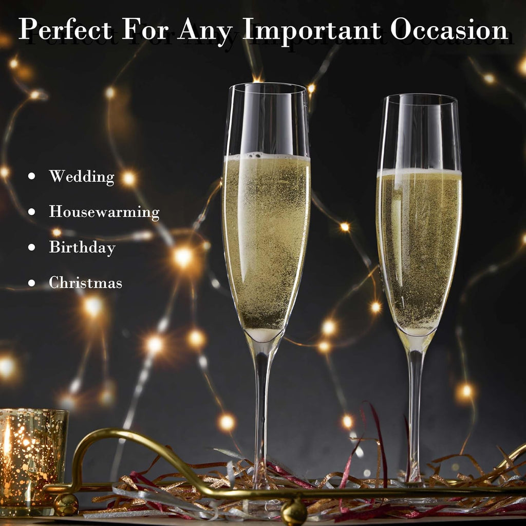 Champagne Glasses-Elegant Flutes-Gift-Box-Hand Blown Champagne Flutes Glass-100% Lead-Free Premium Crystal - Gift