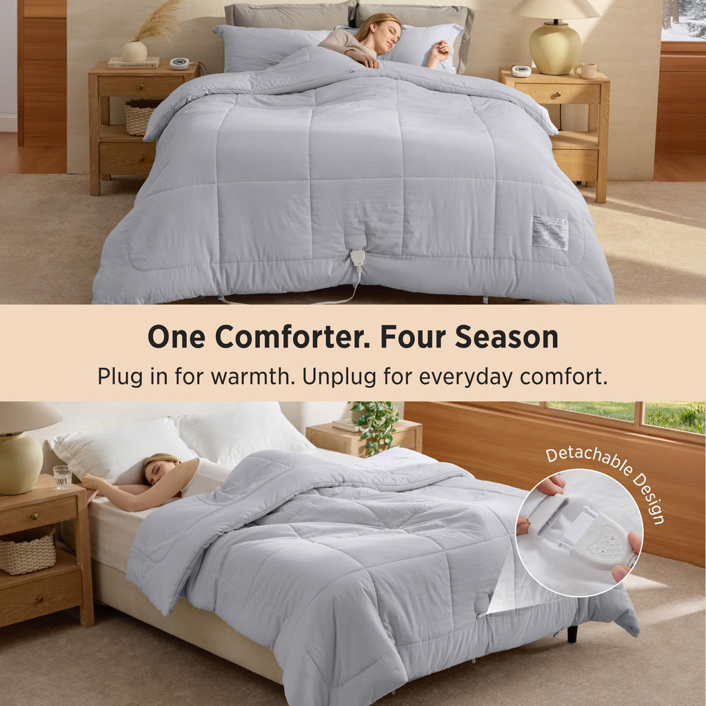 HeatX Heated Blanket, Thick Heated Comforter Duvet Insert