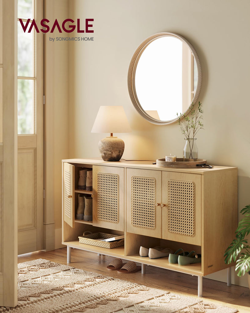 Natural Rattan 3-Tier Shoe Cabinet, 24 Pair