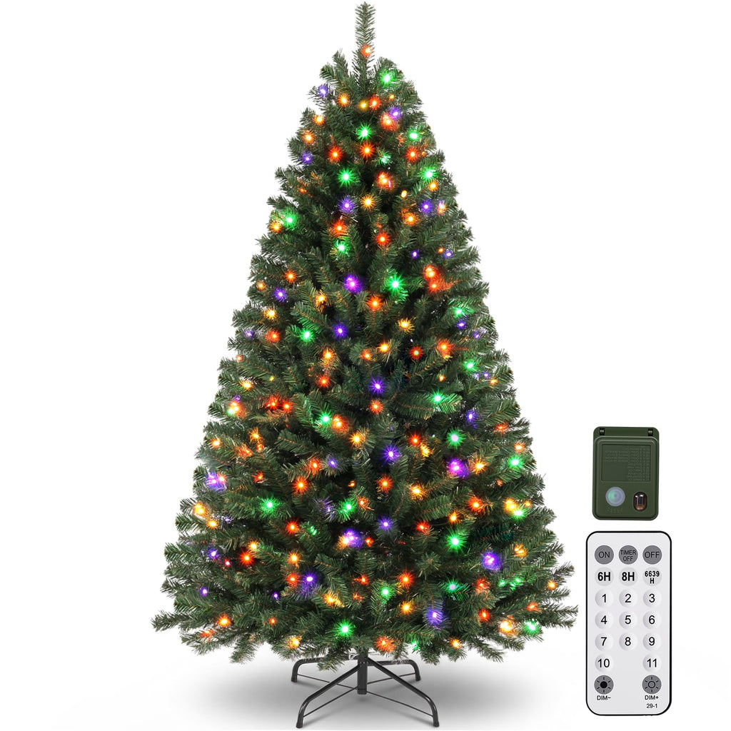 6 ft Pre-Lit Christmas Tree w/Twinkle Multicolor Lights, Remote Control