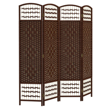4 Panel Room Divider, Folding Privacy Screen, 5.6', Brown