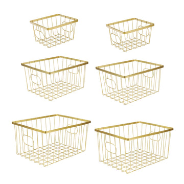 Camden 6-Piece Nesting Baskets Industrial Wire 16", Gold