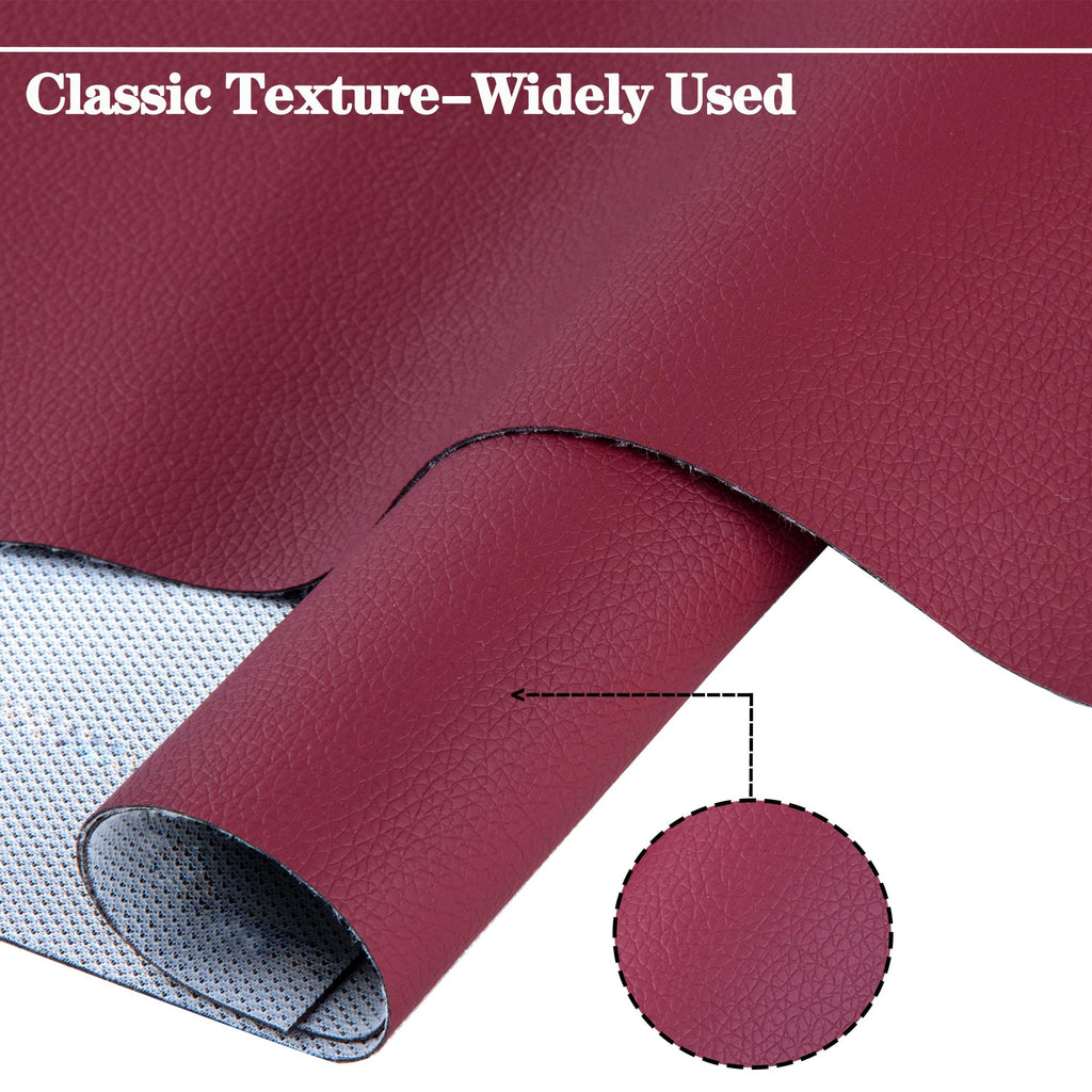 Upholstery Faux Leather Sheets Fabric 12" X 54" Suitable for Furniture Sewing, Sofa Handmade DIY Projects (Burgundy