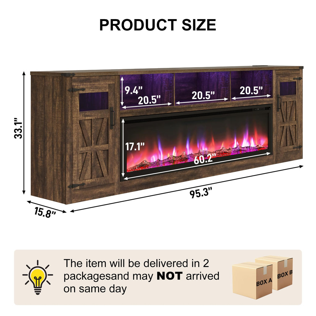 95", Farmhouse Entertainment Center for 100" TV, Brown