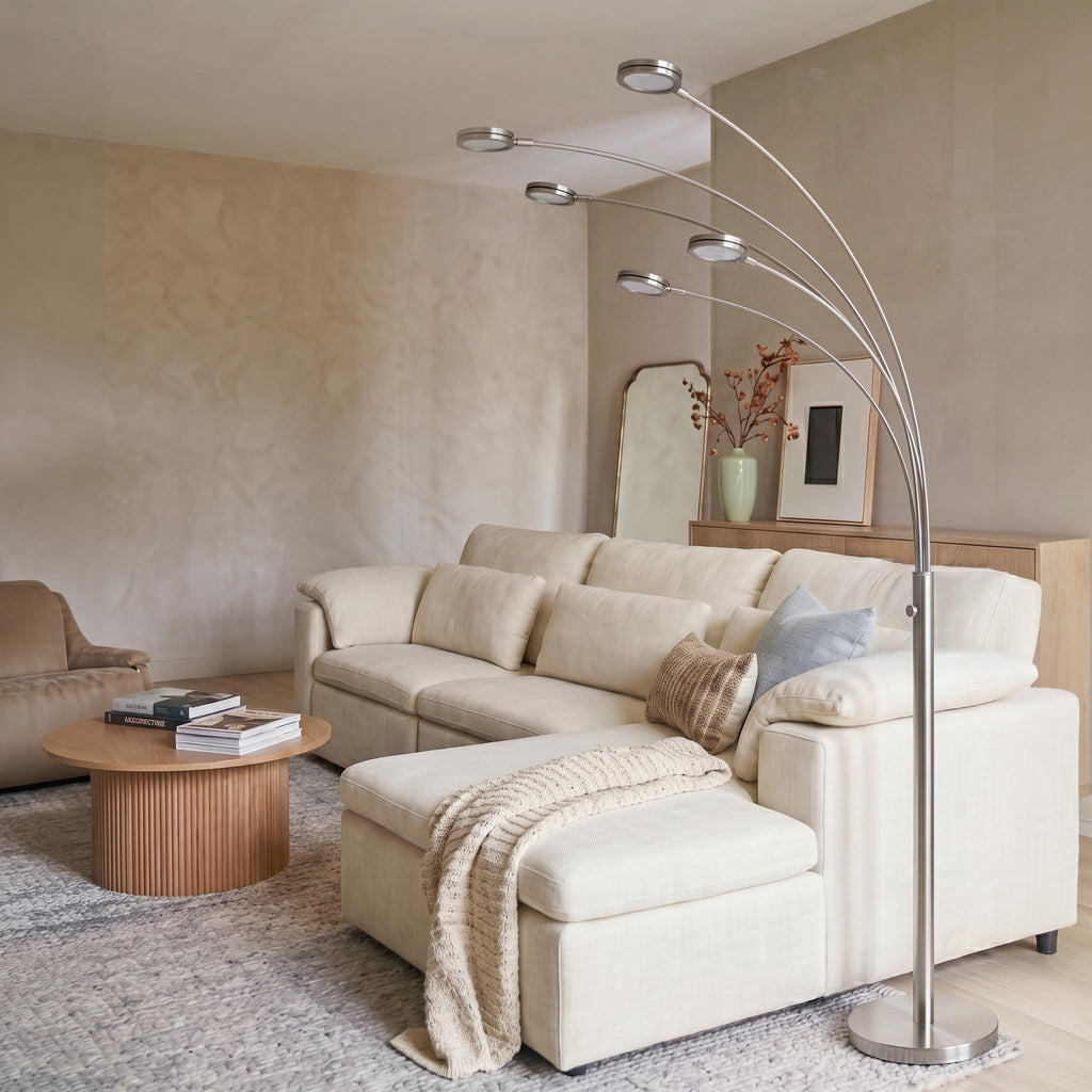Orion Arc Floor Lamp, Tree Floor Lamp with 5 Adjustable Arms, Multi-Head Standing Lamp with Flexible Rotating LEDs