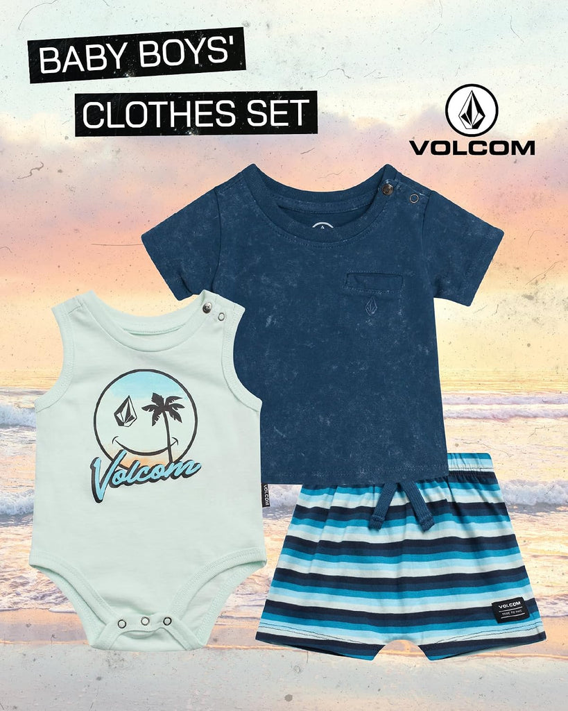 Baby Boys 3 Piece Set Onesie T-Shirt and Shorts