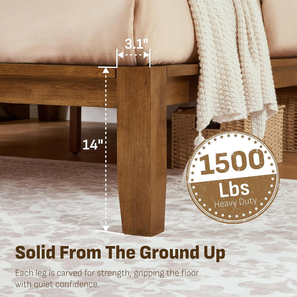 Mikor Japanese Joinery Bed Frame, Solid Wood, No-Tool Setup