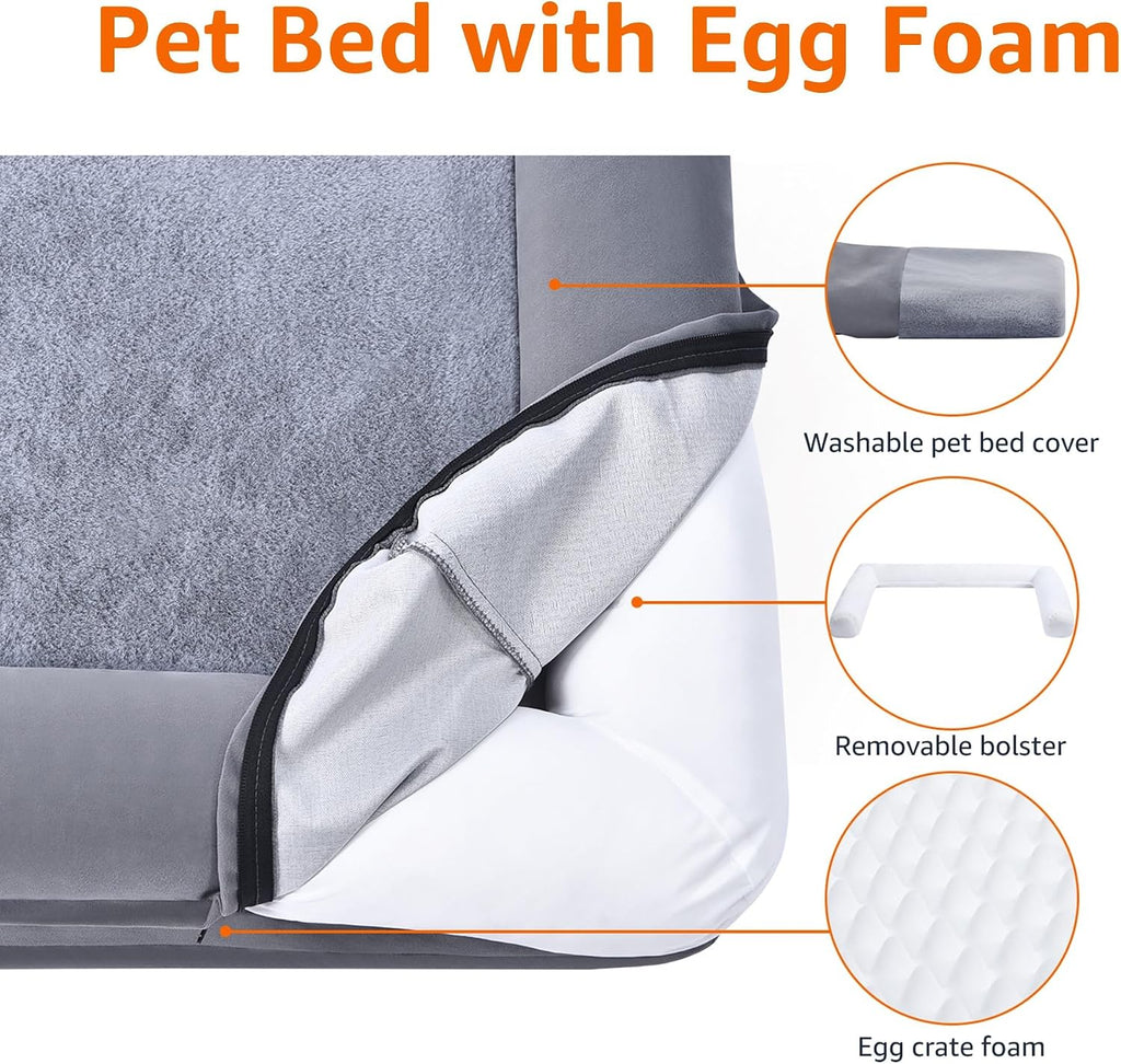 Living Room Couch Dog Bed with Premium Foam, Non-Slip Bottom, Removable Washable Cover, Pressure-Relief Support