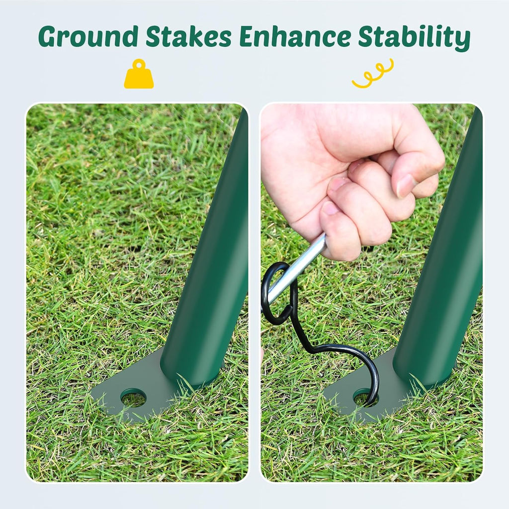 440lbs Swing Sets for Backyard, 2 Seat Saucer & Belt Swing - Green | Dual Swing Options, Heavy Duty A-Frame Metal