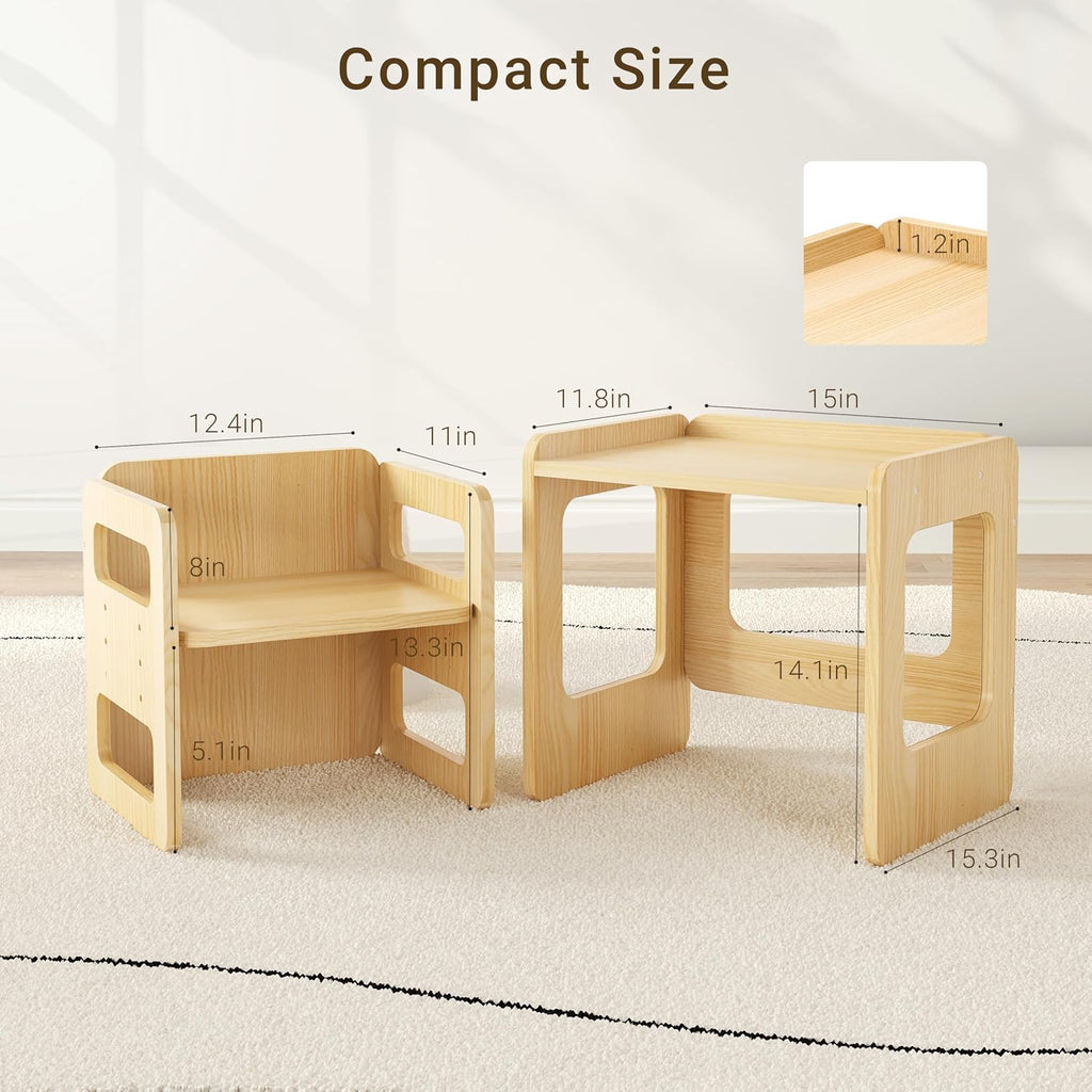 Montessori Weaning Table and Chair Set - 3 Adjustable Height