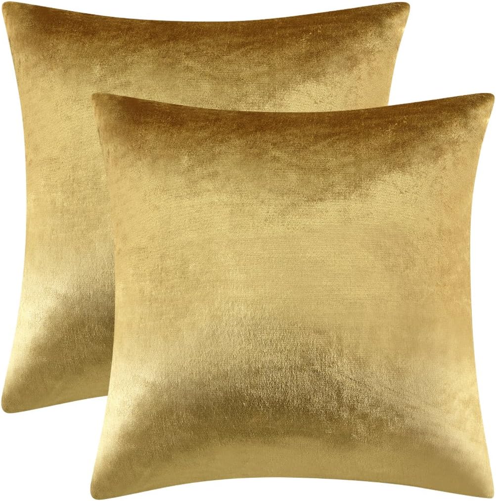 Gold Velvet Decorative Throw Pillow Covers,18x18 Pillow Covers