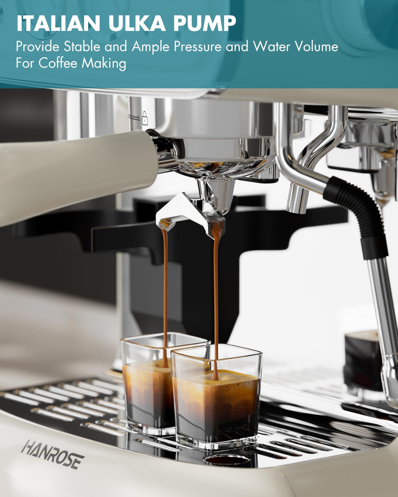 Espresso Machine with Grinder and Milk Frother, 20 Bar ULKA Pump