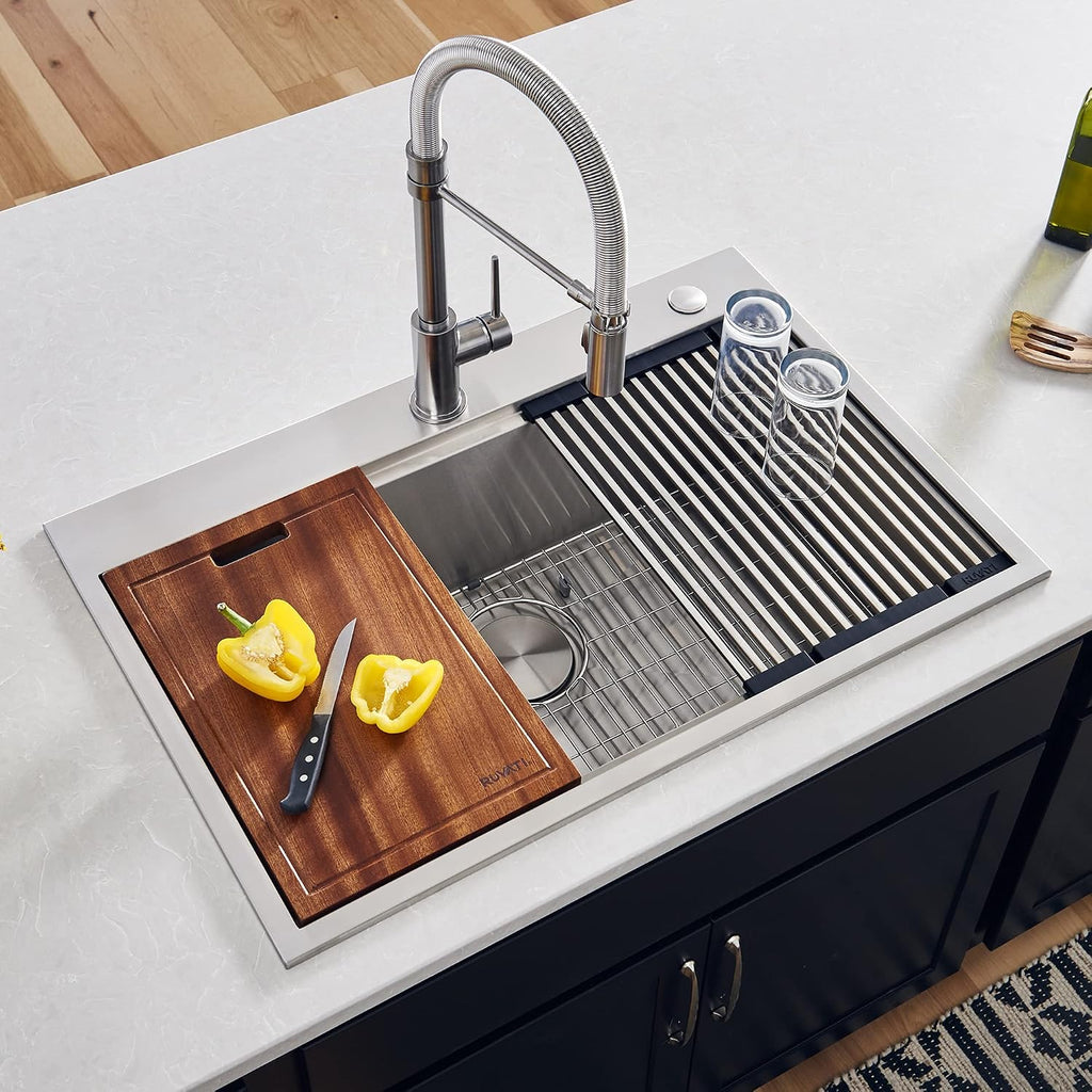 33x22-in 16-Gauge Workstation Topmount Kitchen Sink - RVH8003