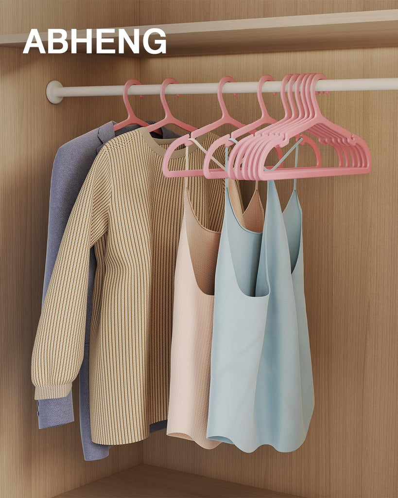 50 Pack Clothes Hangers, Non Slip Plastic Coat Hangers, Space Saving Hangers, Heavy Duty, Hanging Dry Wet Clothes
