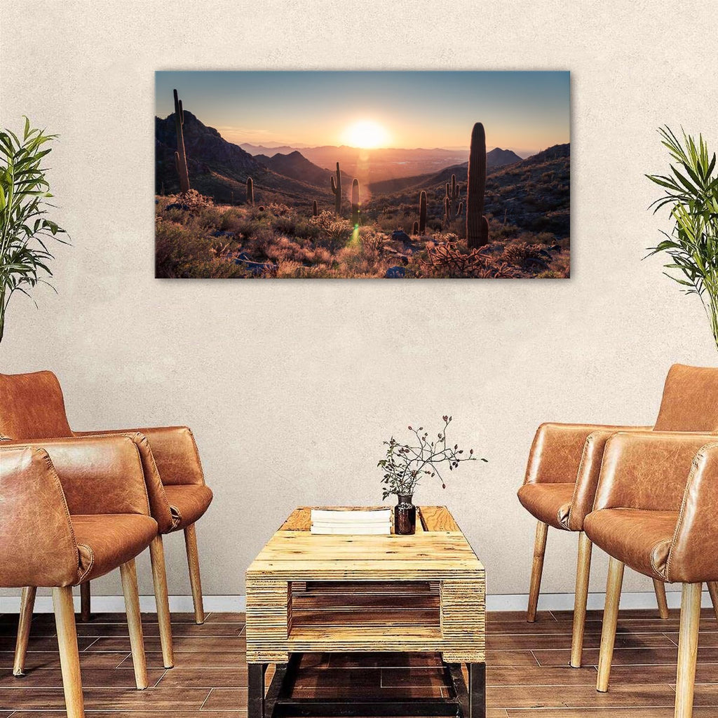 Mountain Wall Art Sunset Cactus Wall Decor Arizona Sonoran Desert Canvas Pictures Saguaro Landscape Photography