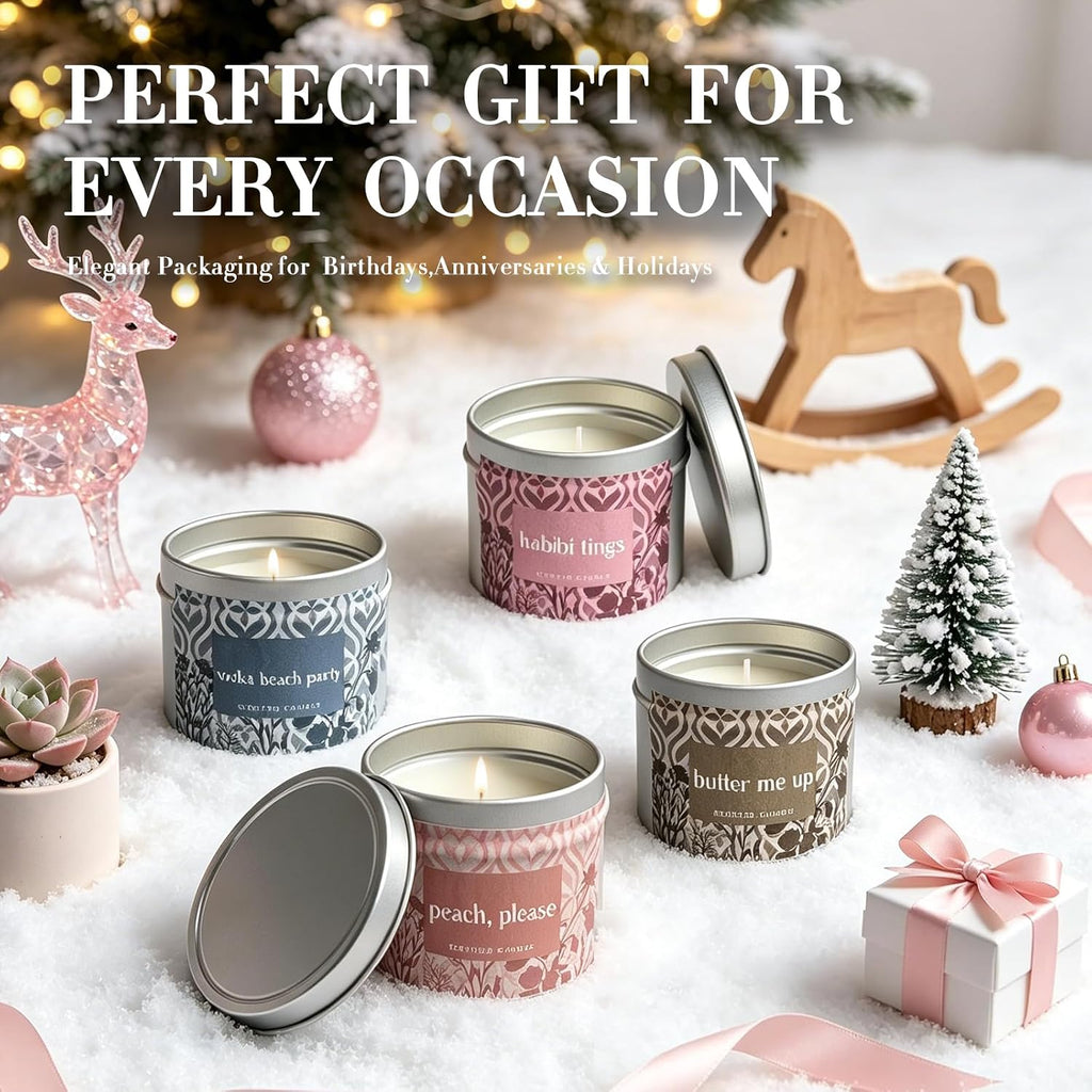 Scented Candles for Women, Aromatherapy Candles with Natural Soy Wax - Set of 4