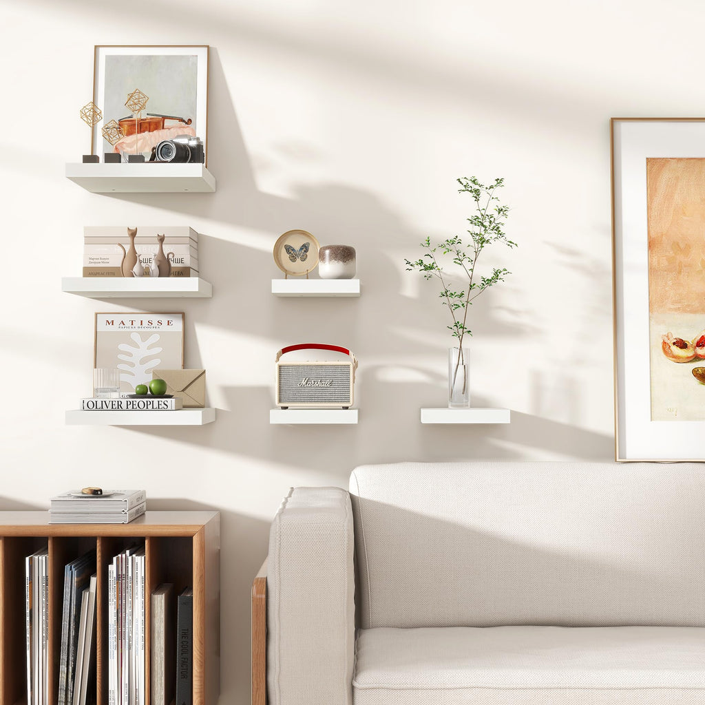 8"x8" Square Floating Shelves for Wall, White Finish, 3-Pack