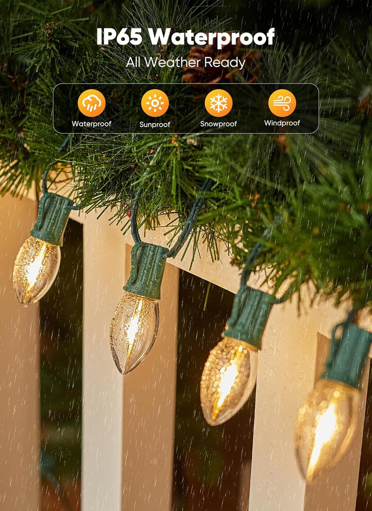 Vintage C9 Christmas Lights Outdoor, 200FT 200 LED String Lights Warm White