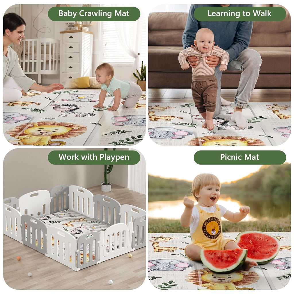 Foldable Large Play Mat for Babies, Non Toxic Foam Play Mat, Thick & Waterproof Baby Playmat for Floor, 79 x 71