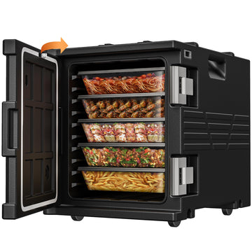 NSF Certified 82Qt Non-Electric Hot Box Food Warmer with Wheel Black
