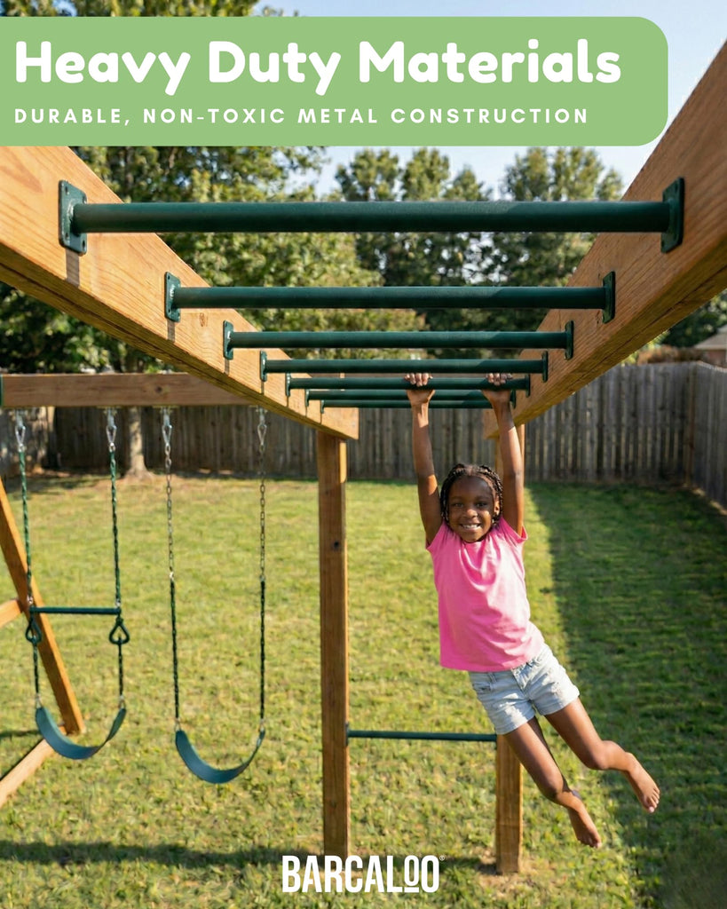 22 Inch Outdoor Monkey Bars, Green - Set of 6