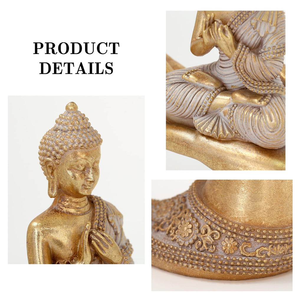 Statue Decor Gold 8.7"- Buddha Statues for Zen Decor - Buddha Statue Large for Spiritual-Buddha Decor -Buda-Indoor