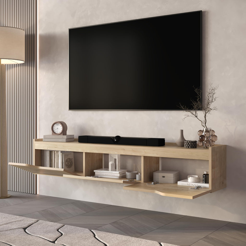 Mobili Floating TV Stand for 75 Inch TVs, Modern Entertainment Center with Cable Management, Elegant TV Stands