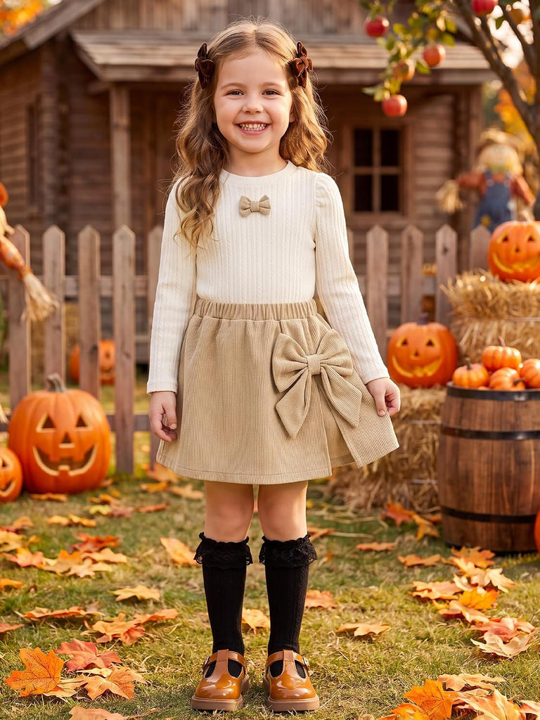 Toddler Baby Girl Outfit puff Sleeve Top Skirt Set Fall Winter Clothes