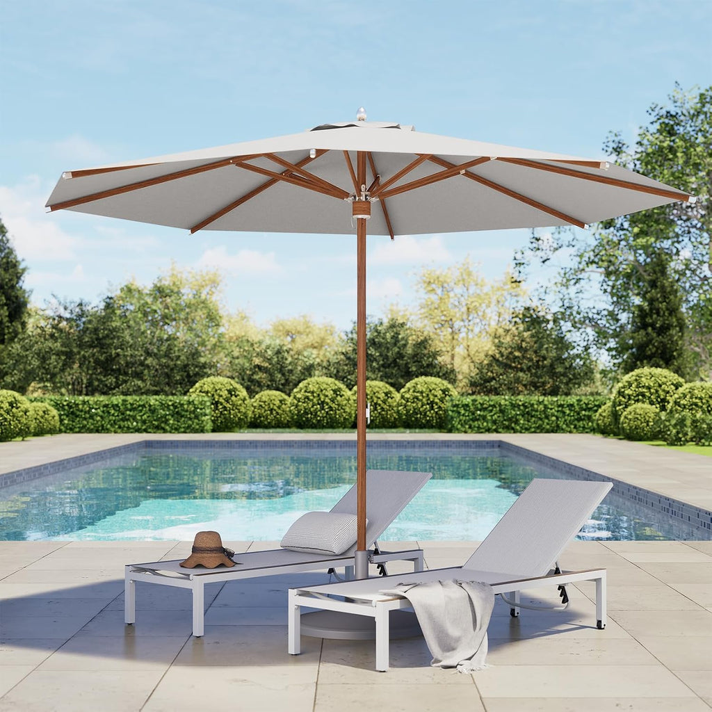 11 FT 10-Year-Non-Fading Patio Umbrella, Outdoor Umbrella with 8 Faux-Wood Grain Aluminum Ribs