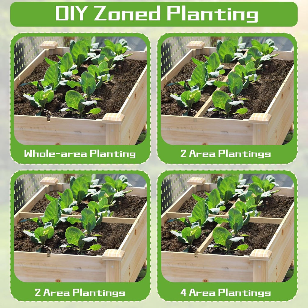 Elevated Wooden Raised Garden Bed with Legs, Reinforced Large Planter Box | 48x24x31IN Vegetable Flower Herb Outdoor