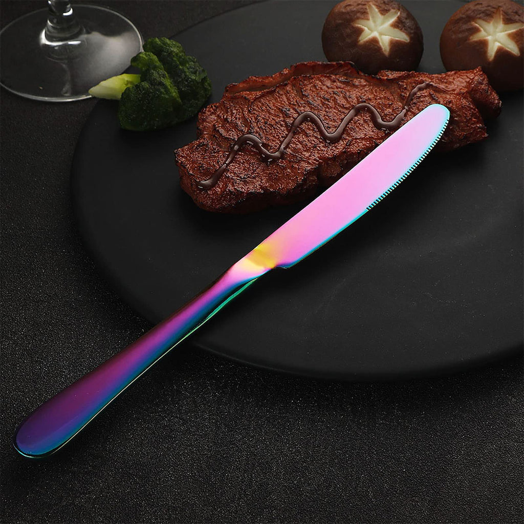 Rainbow Flatware Cutlery Silverware Set 20 Pieces, Stainless Steel Colorful Utensils, Tableware Set Service for 4