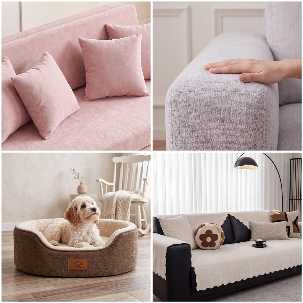 57" Wide Chenille Fabric by the Yard, Luxurious Velvet Texture Plush Material for Sofa Chair Reupholstery, Thick