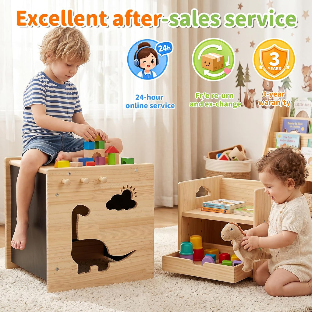Solid Wood Montessori Weaning Table and Chair Set for Toddlers 1-3