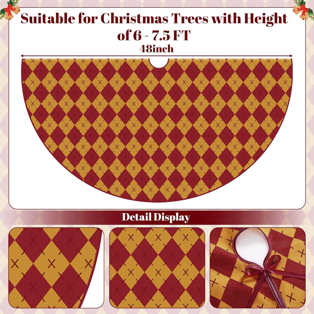 Academic Christmas Tree Skirt 48 Inches Large Burlap Double Layer Plain Academic Style Tree Skirts Rustic Jute