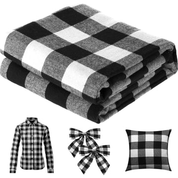 Buffalo Plaid Fabrics Cotton for Quilting Sewing, Black and White