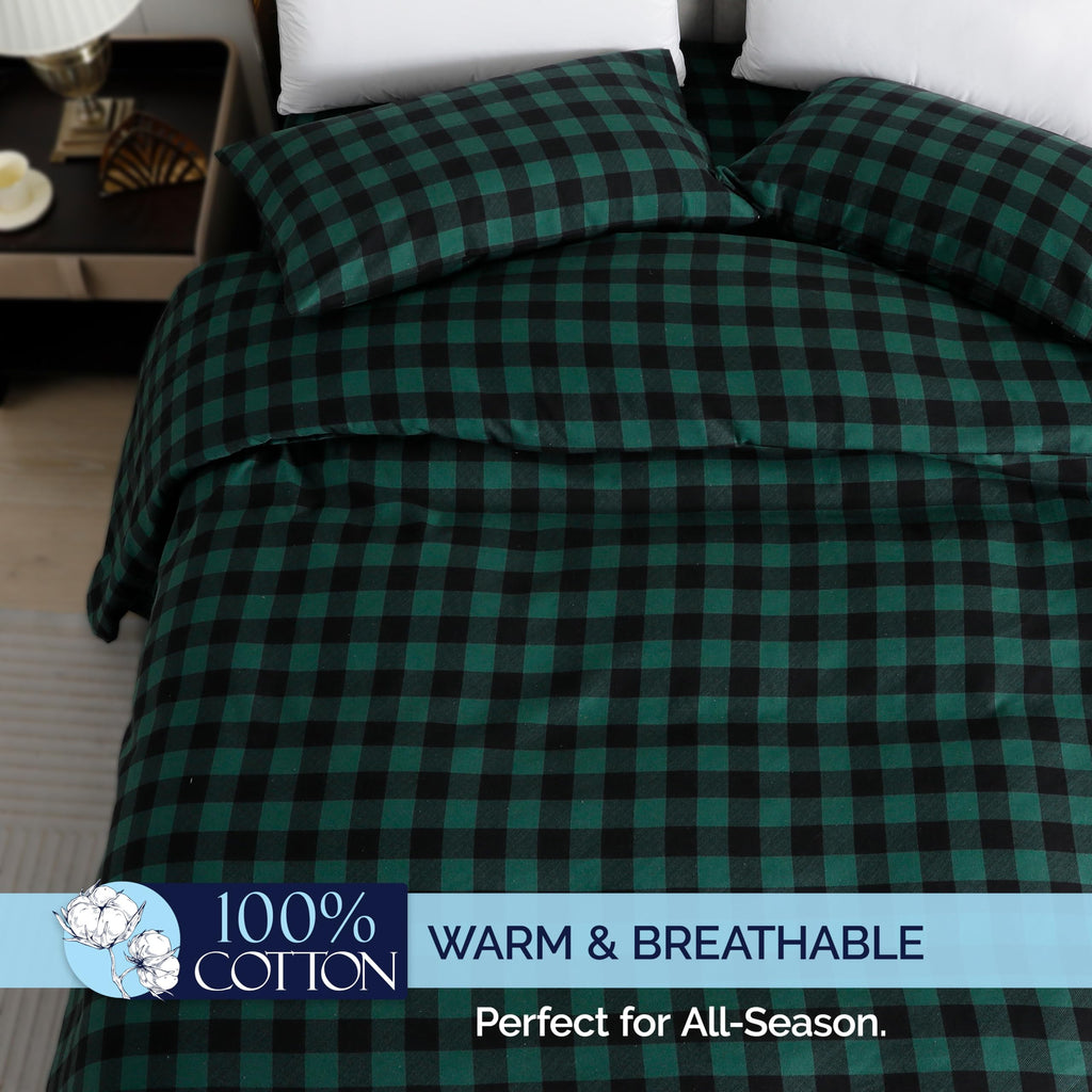 Buffalo Check Plaid Flannel Sheet Set, King, Green