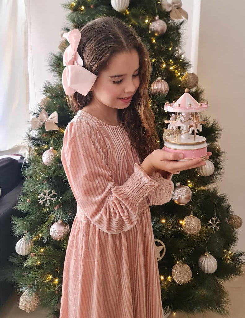 Girl Velvet Dress Long Puff Sleeve Fall Winter Dresses