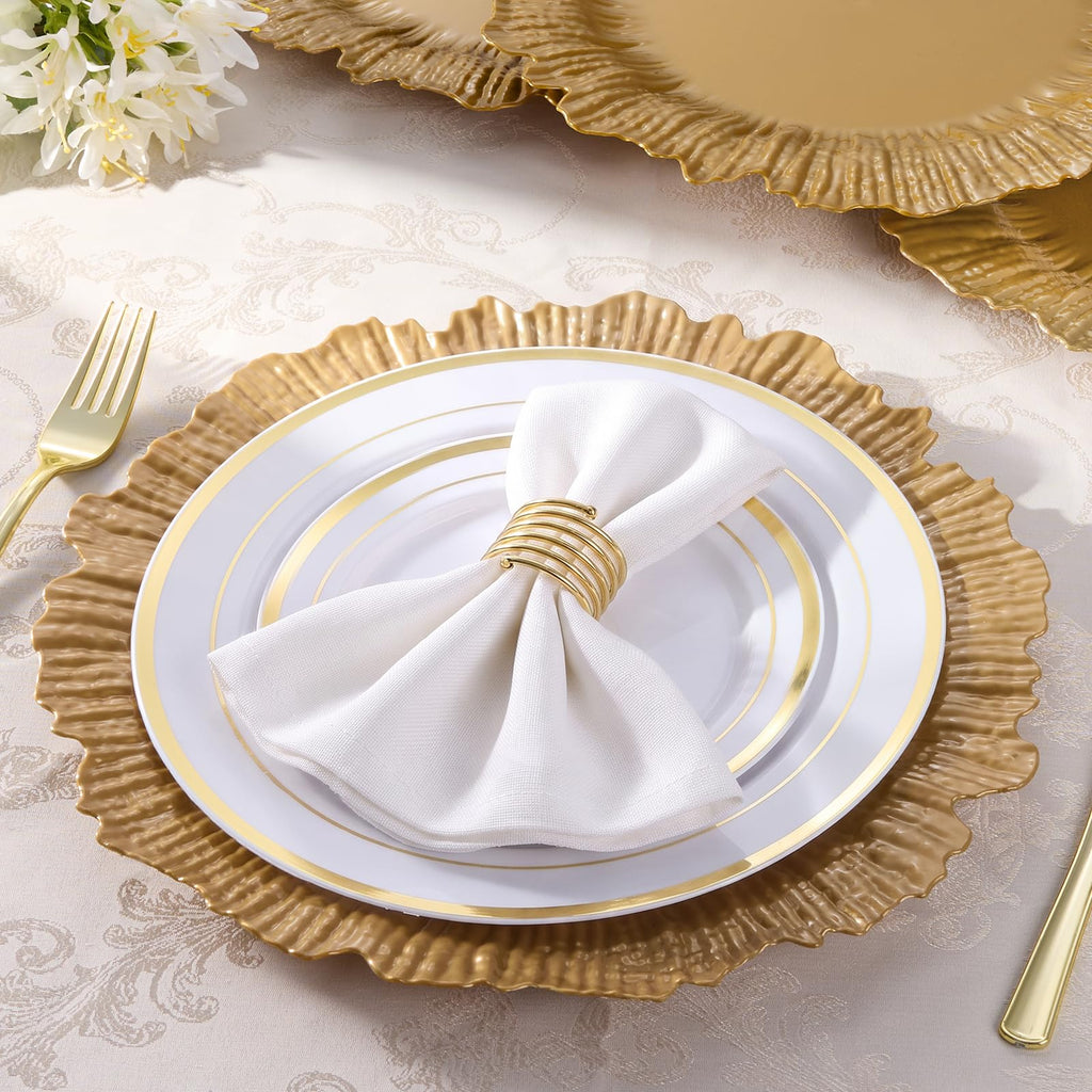 100 Pack 13 Inch Gold Reef Plastic Charger Plates