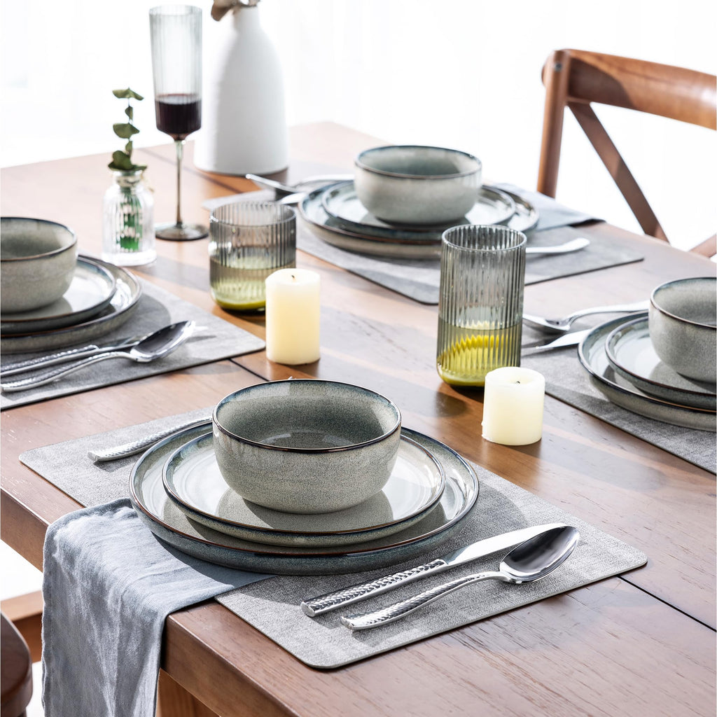 Ceramic Dinnerware Sets for 8, 24 Pieces Stoneware Plates and Bowls Sets, Scratch Resistant Dishes, Dishwasher &