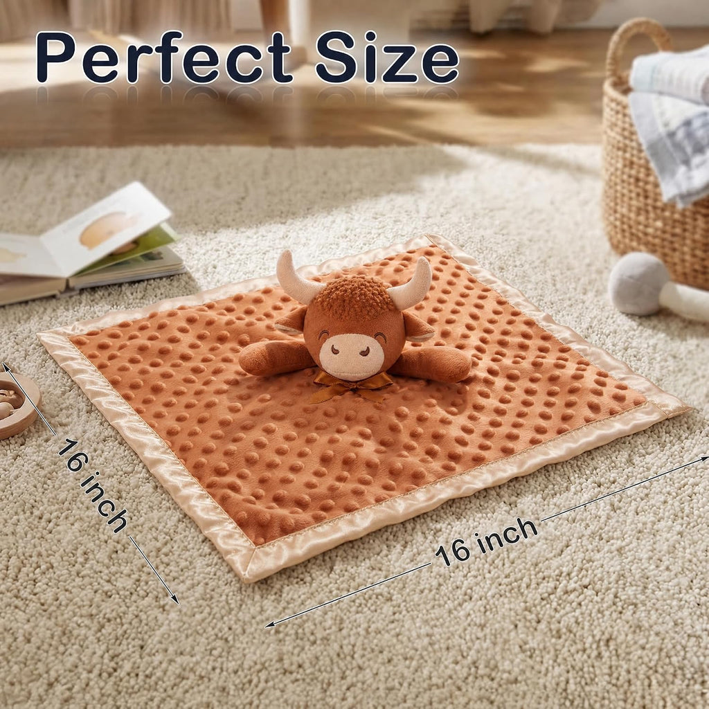 Loveys for Babies Highland Cow Security Blanket Baby Girl and Boy Gifts Newborn Soft Lovie for Infant and Toddler