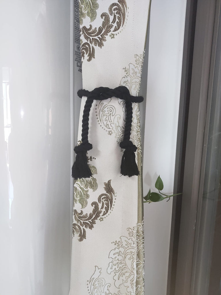 Curtain Ties Rope, Outdoor Curtain Tiebacks Gazebo Pergola Cabana, Natural Cotton Curtain Holders, Village - 8 Pack